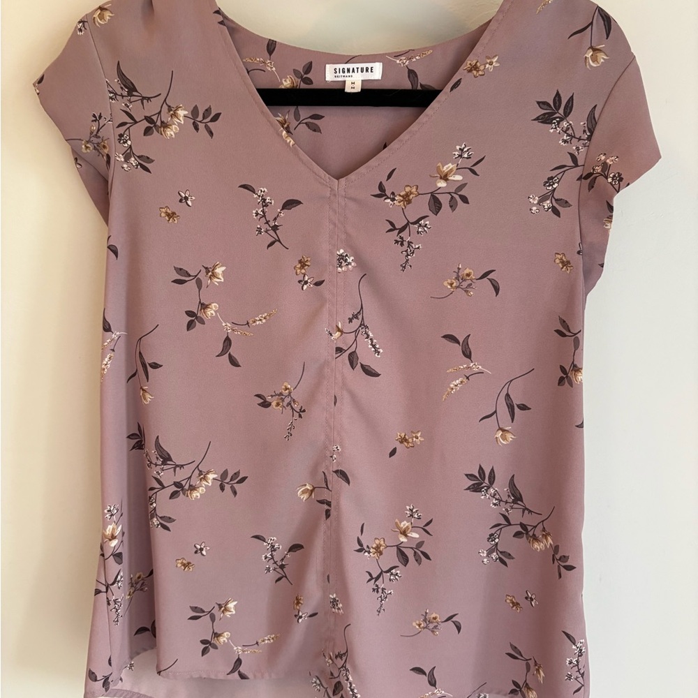 Signature Women's Dusty Pink Floral Blouse